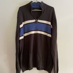 Cotton Eddie Bauer Men’s 1/4 zip dark gray sweater